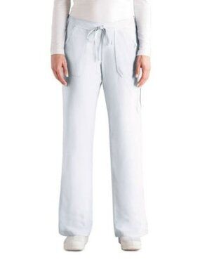 Greys Anatomy Womens 4245 4 Pocket Scrub Pant with Elastic Back-White New